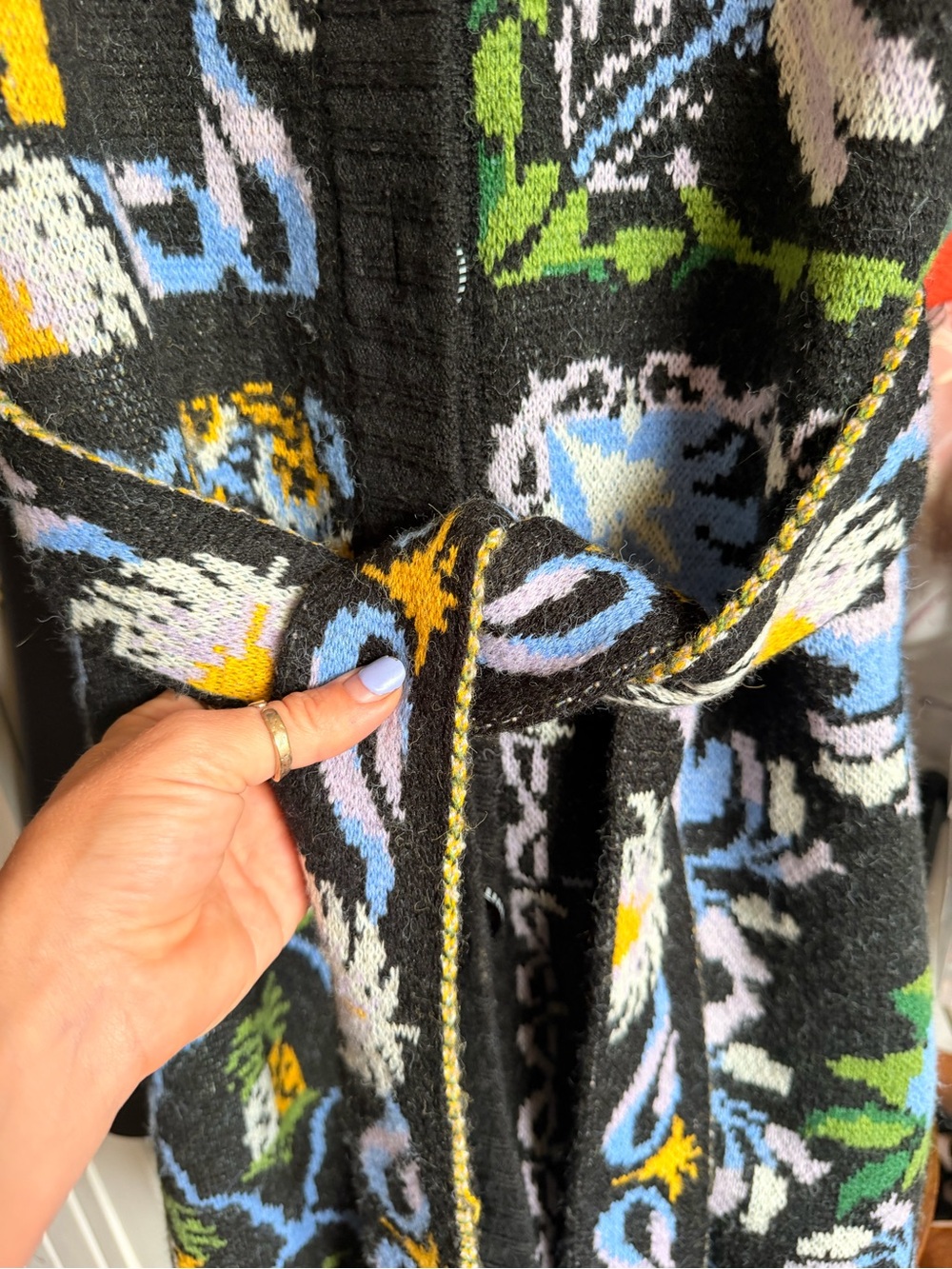 FARM Rio Multicolor Knit Cardigan with Black Trim - Picture 5 of 6